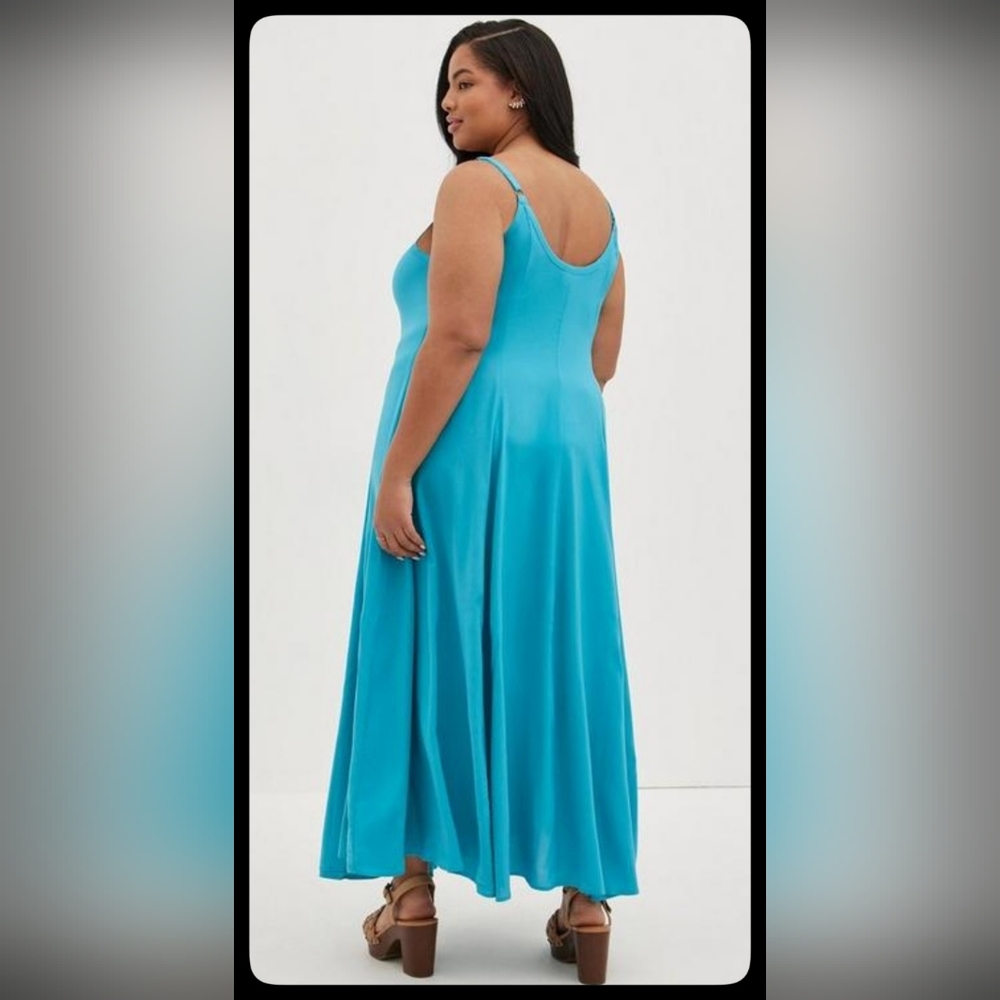 TORRID☆Teal Trapeze Maxi Dress - Picture 2 of 6
